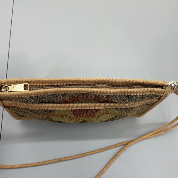 Vintage Carpet Bags Of America Shoulder Purse Zip Top Knit Boho Birds Tan Beige - Picture 4 of 16